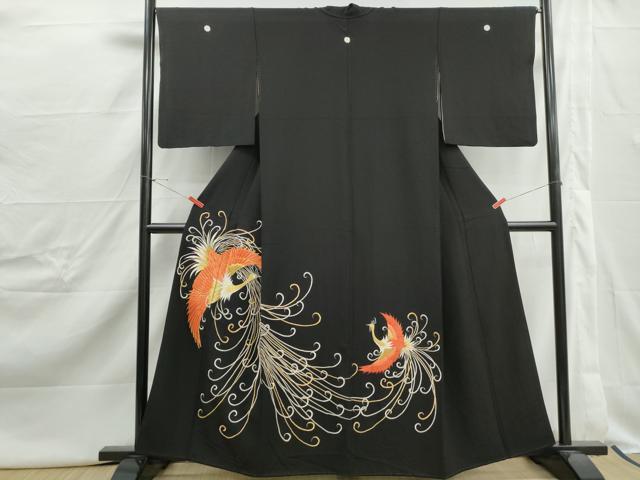 平和屋着物■豪華黒留袖　総刺繍　駒刺繍　鳳凰文　金銀糸　正絹　逸品　DABJ0457qa