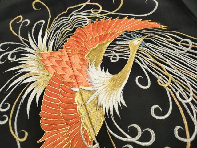 平和屋着物■豪華黒留袖　総刺繍　駒刺繍　鳳凰文　金銀糸　正絹　逸品　DABJ0457qa