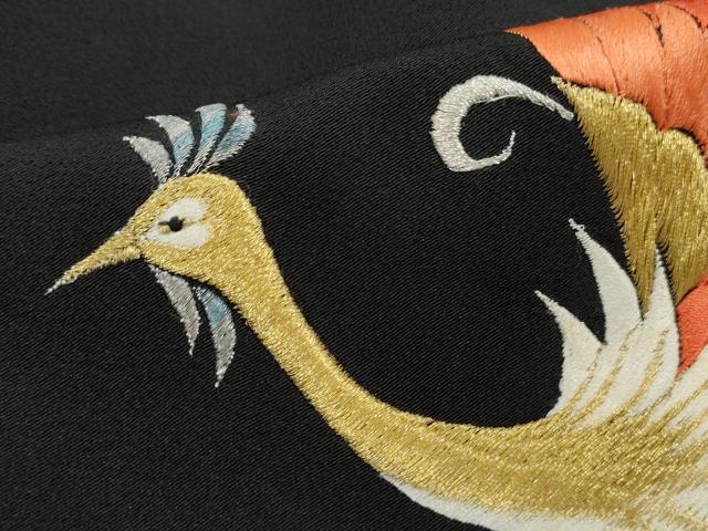 平和屋着物■豪華黒留袖　総刺繍　駒刺繍　鳳凰文　金銀糸　正絹　逸品　DABJ0457qa