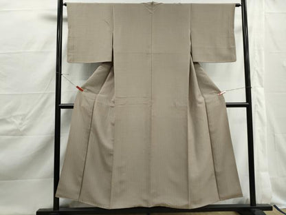 平和屋着物■上質な色無地　格子地紋　灰梅色　正絹　逸品　DABJ0458qa