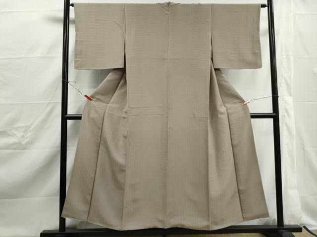 平和屋着物■上質な色無地　格子地紋　灰梅色　正絹　逸品　DABJ0458qa