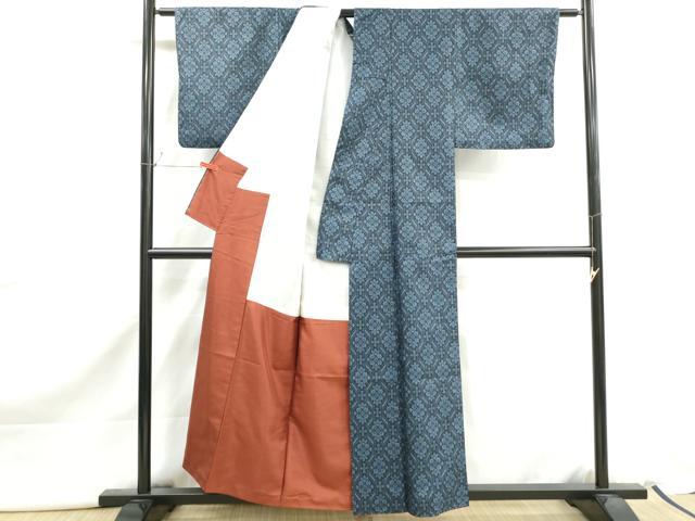 平和屋着物■上質な紬　7マルキ　蜀江花文　正絹　逸品　DABJ0460qa