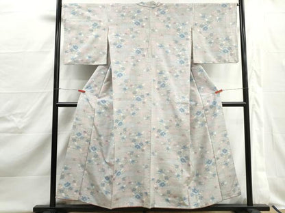 平和屋着物■上質な紬　草花文　暈し染め　正絹　逸品　DABJ0461qa