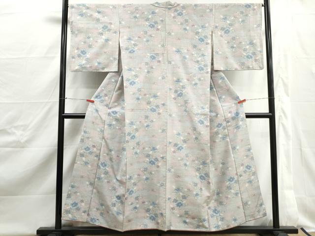 平和屋着物■上質な紬　草花文　暈し染め　正絹　逸品　DABJ0461qa