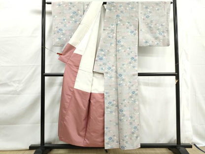 平和屋着物■上質な紬　草花文　暈し染め　正絹　逸品　DABJ0461qa