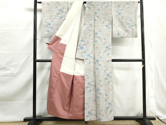 平和屋着物■上質な紬　草花文　暈し染め　正絹　逸品　DABJ0461qa