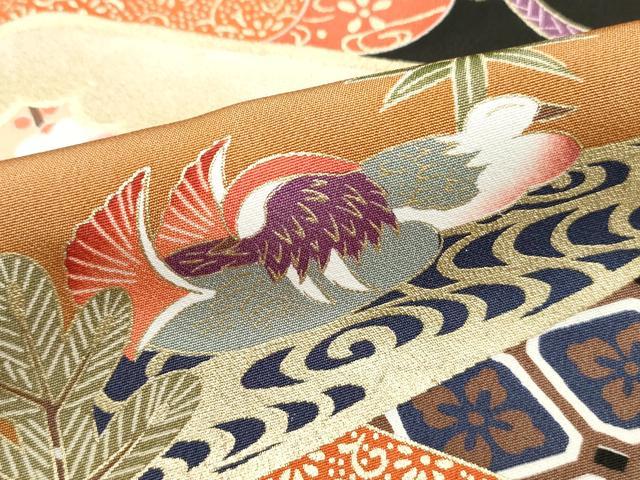 平和屋着物■豪華黒留袖　絵巻風景文　鴛鴦　金彩　正絹　逸品　DABJ0462qa