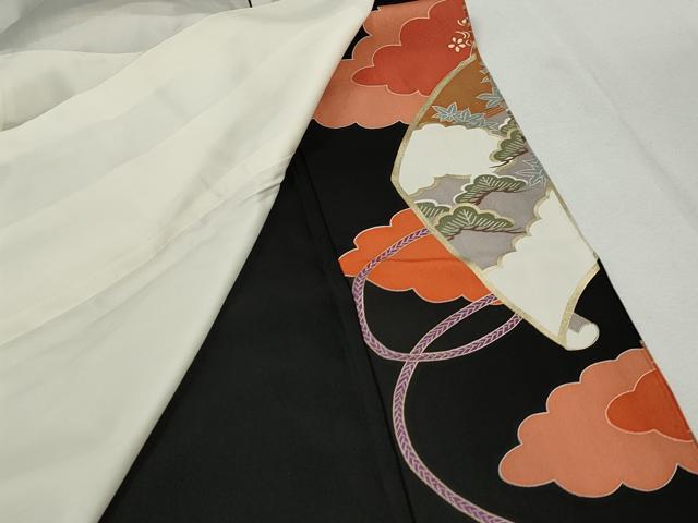 平和屋着物■豪華黒留袖　絵巻風景文　鴛鴦　金彩　正絹　逸品　DABJ0462qa