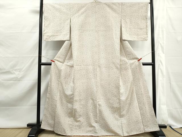 平和屋着物■上質な紬　麻の葉文　正絹　逸品　DABJ0464qa