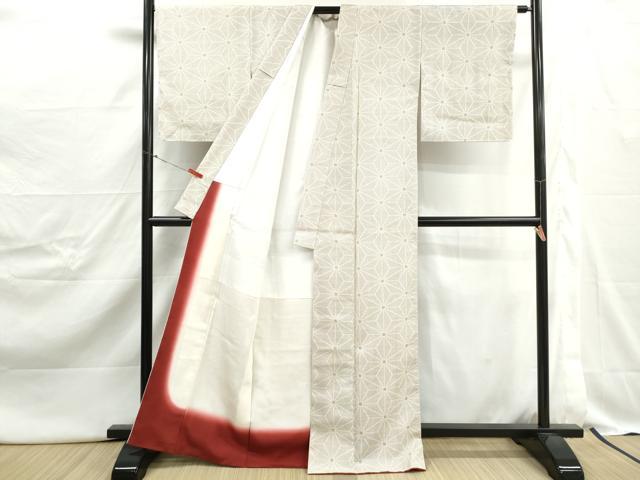 平和屋着物■上質な紬　麻の葉文　正絹　逸品　DABJ0464qa