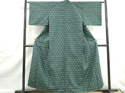 平和屋着物■上質な紬　変わり格子　正絹　逸品　DABJ0465qa