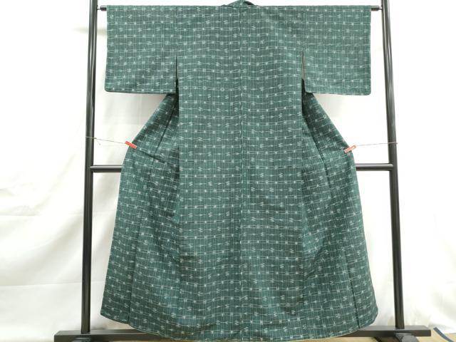 平和屋着物■上質な紬　変わり格子　正絹　逸品　DABJ0465qa