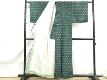 平和屋着物■上質な紬　変わり格子　正絹　逸品　DABJ0465qa