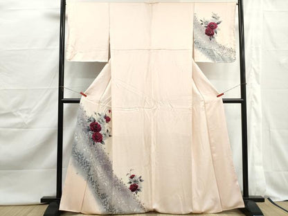 平和屋着物■訪問着　草花文　暈し染め　銀彩　正絹　逸品　DABJ0467qa