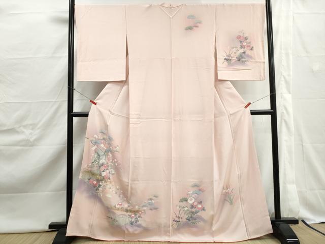 平和屋着物■訪問着　御所車花文　松竹梅　暈し染め　金彩　正絹　逸品　DABJ0468qa