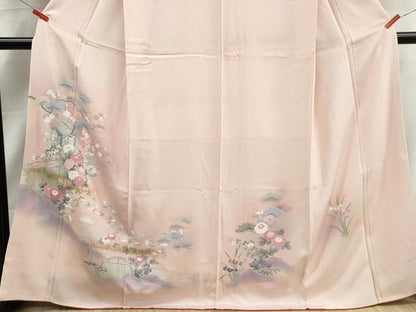 平和屋着物■訪問着　御所車花文　松竹梅　暈し染め　金彩　正絹　逸品　DABJ0468qa