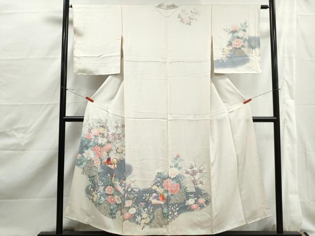 平和屋着物■訪問着　刺繍　風景鴛鴦花文　暈し染め　正絹　逸品　DABJ0470qa