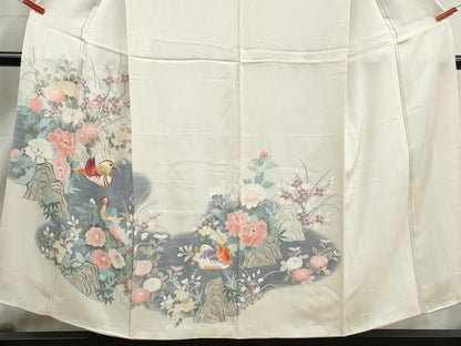 平和屋着物■訪問着　刺繍　風景鴛鴦花文　暈し染め　正絹　逸品　DABJ0470qa