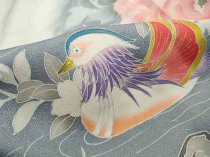 平和屋着物■訪問着　刺繍　風景鴛鴦花文　暈し染め　正絹　逸品　DABJ0470qa