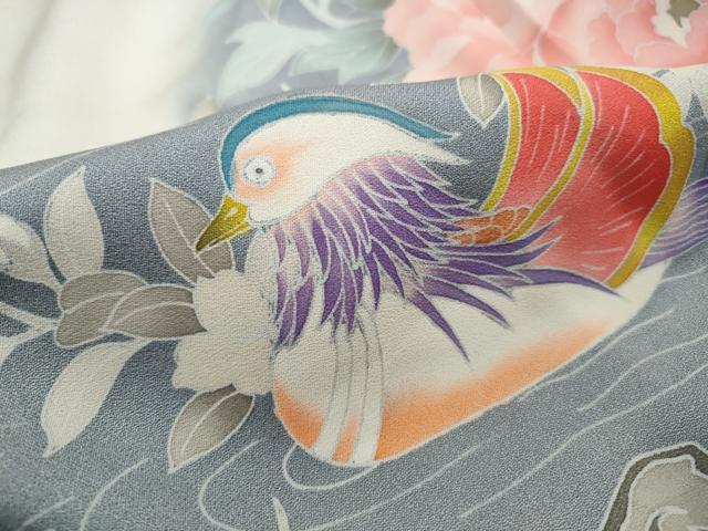 平和屋着物■訪問着　刺繍　風景鴛鴦花文　暈し染め　正絹　逸品　DABJ0470qa