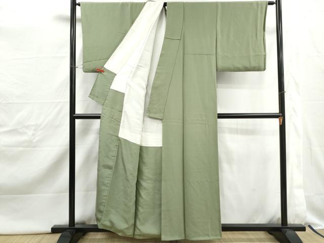 平和屋着物■上質な色無地　柳染色　正絹　逸品　DABJ0475qa
