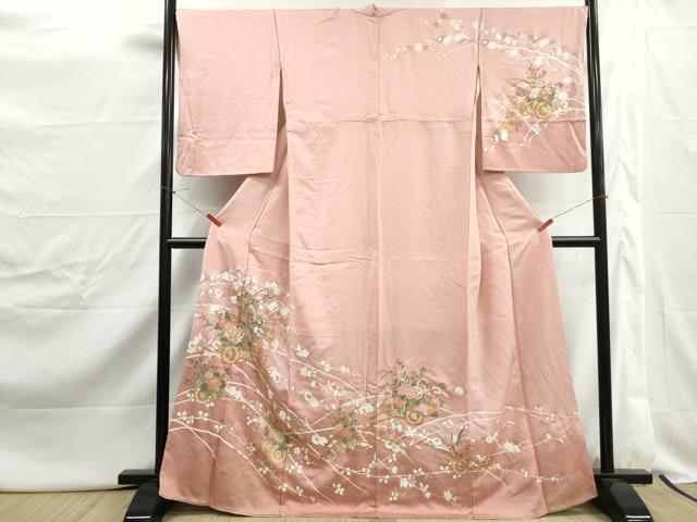 平和屋着物■訪問着　花車文　椿　暈し染め　金彩　正絹　逸品　DABJ0477qa