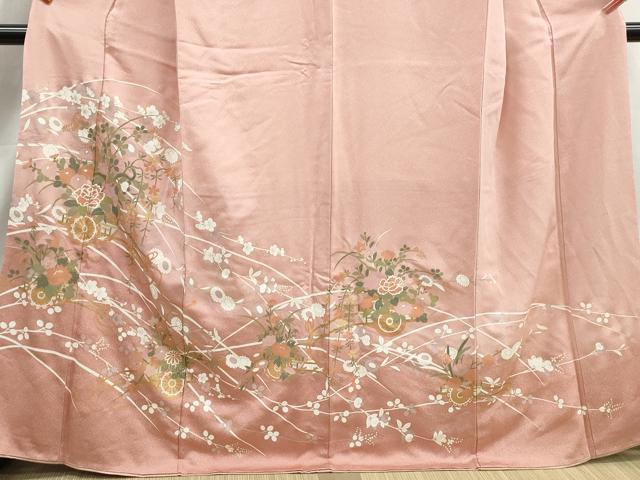 平和屋着物■訪問着　花車文　椿　暈し染め　金彩　正絹　逸品　DABJ0477qa
