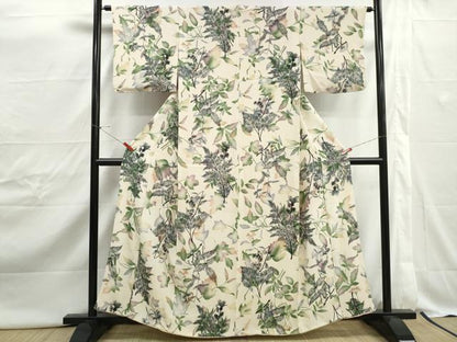 平和屋着物■上質な小紋　枝花文　正絹　逸品　DABJ0479qa