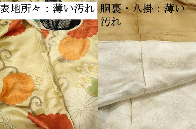 平和屋着物■豪華振袖　駒刺繍　絞り　花蝶菊唐草文　金彩　正絹　逸品　DABJ0480qa