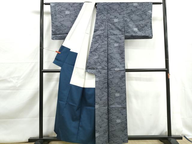 平和屋着物■上質な紬　風景文　正絹　逸品　DABJ0501qa