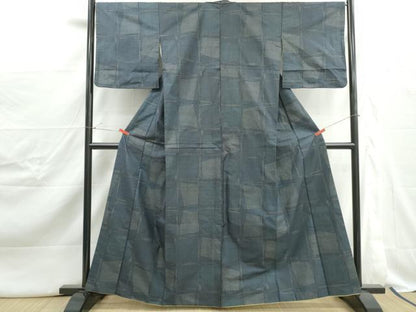 平和屋着物■本場大島紬　7マルキ　変わり格子文　正絹　逸品　DABJ0504qa