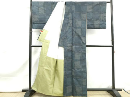 平和屋着物■本場大島紬　7マルキ　変わり格子文　正絹　逸品　DABJ0504qa
