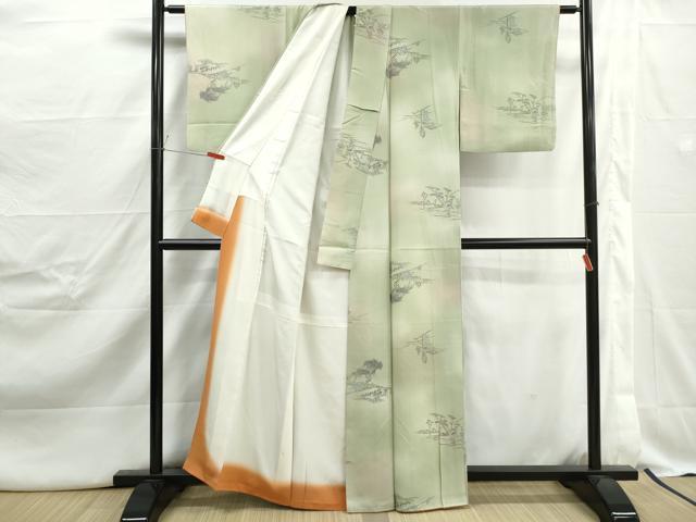 平和屋着物■上質な小紋　人物風景文　暈し染め　正絹　逸品　DABJ0509qa