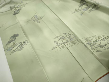 平和屋着物■上質な小紋　人物風景文　暈し染め　正絹　逸品　DABJ0509qa