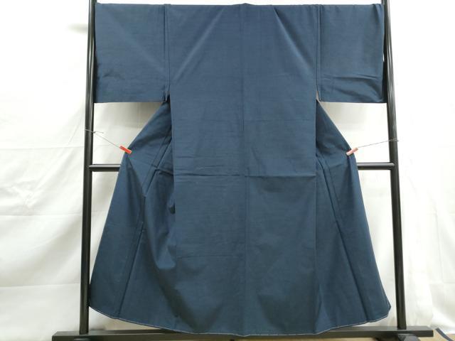 平和屋着物■男性　紬　紺色　キングサイズ　正絹　逸品　DABJ0510qa