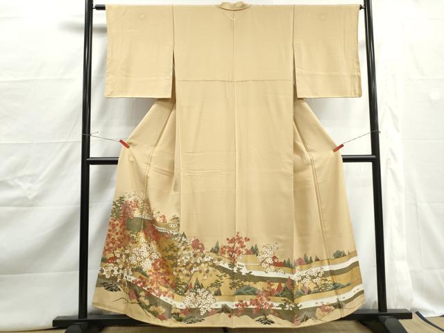 平和屋着物■豪華色留袖　風景花文　左川博　金銀彩　正絹　逸品　DABJ0511qa