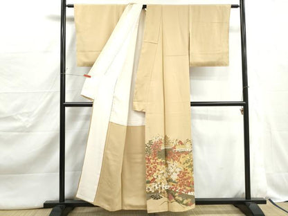 平和屋着物■豪華色留袖　風景花文　左川博　金銀彩　正絹　逸品　DABJ0511qa