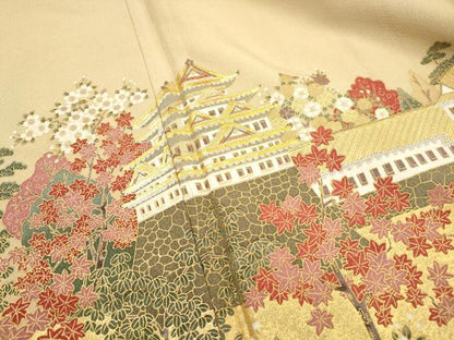 平和屋着物■豪華色留袖　風景花文　左川博　金銀彩　正絹　逸品　DABJ0511qa