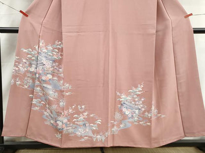 平和屋着物■訪問着　友禅　作家物　風景花文　松竹梅　正絹　逸品　DABJ0512qa