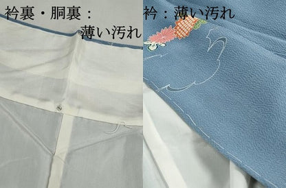 平和屋着物■上質な小紋　花蝶文　鬼しぼ縮緬　正絹　逸品　DABJ0513qa