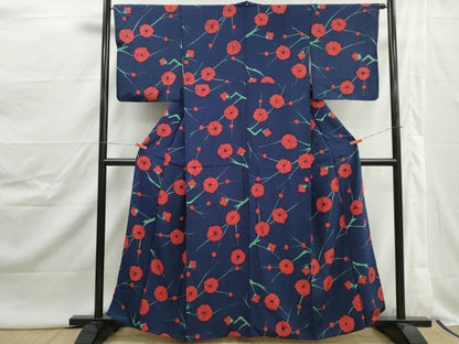 平和屋着物■上質な小紋　枝花文　正絹　逸品　DABJ0514qa