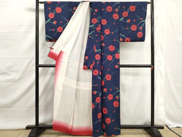 平和屋着物■上質な小紋　枝花文　正絹　逸品　DABJ0514qa
