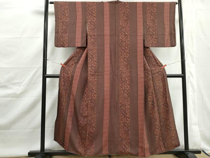 平和屋着物■上質な小紋　更紗花間道　正絹　逸品　DABJ0516qa