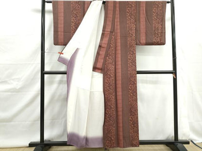 平和屋着物■上質な小紋　更紗花間道　正絹　逸品　DABJ0516qa