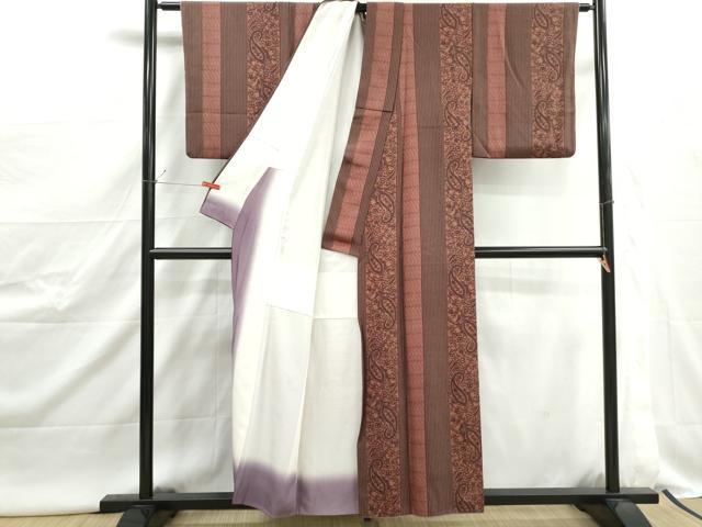 平和屋着物■上質な小紋　更紗花間道　正絹　逸品　DABJ0516qa