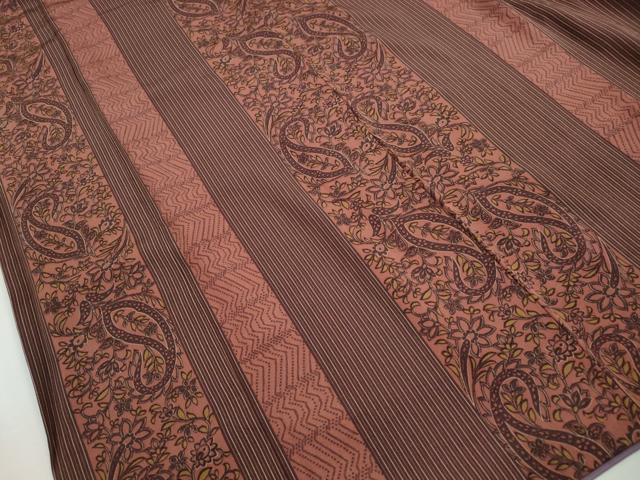 平和屋着物■上質な小紋　更紗花間道　正絹　逸品　DABJ0516qa