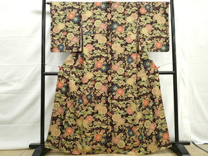 平和屋着物■上質な小紋　花松文　正絹　逸品　DABJ0520qa