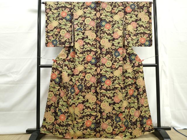 平和屋着物■上質な小紋　花松文　正絹　逸品　DABJ0520qa