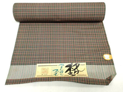 平和屋着物▼大島紬　反物　着尺　アンサンブル　格子　証紙付き　逸品　未使用　DABJ0556zy