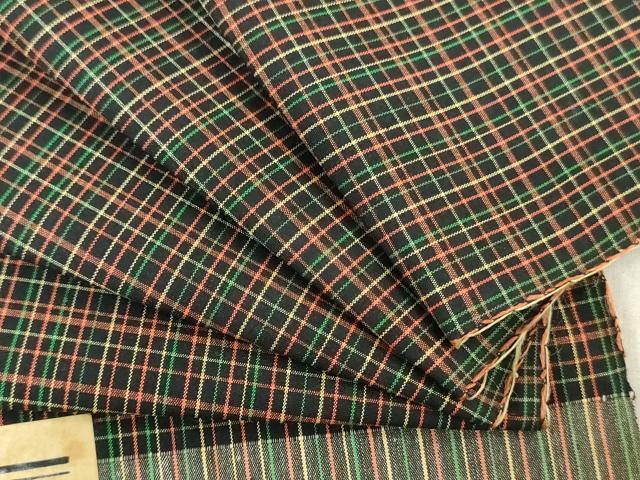 平和屋着物▼大島紬　反物　着尺　アンサンブル　格子　証紙付き　逸品　未使用　DABJ0556zy